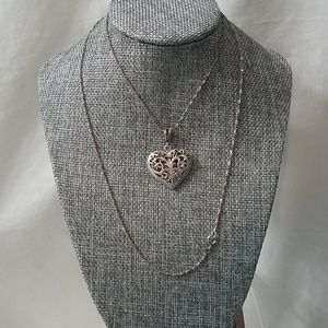 Sterling 925 Reversible Filigree Heart Necklace